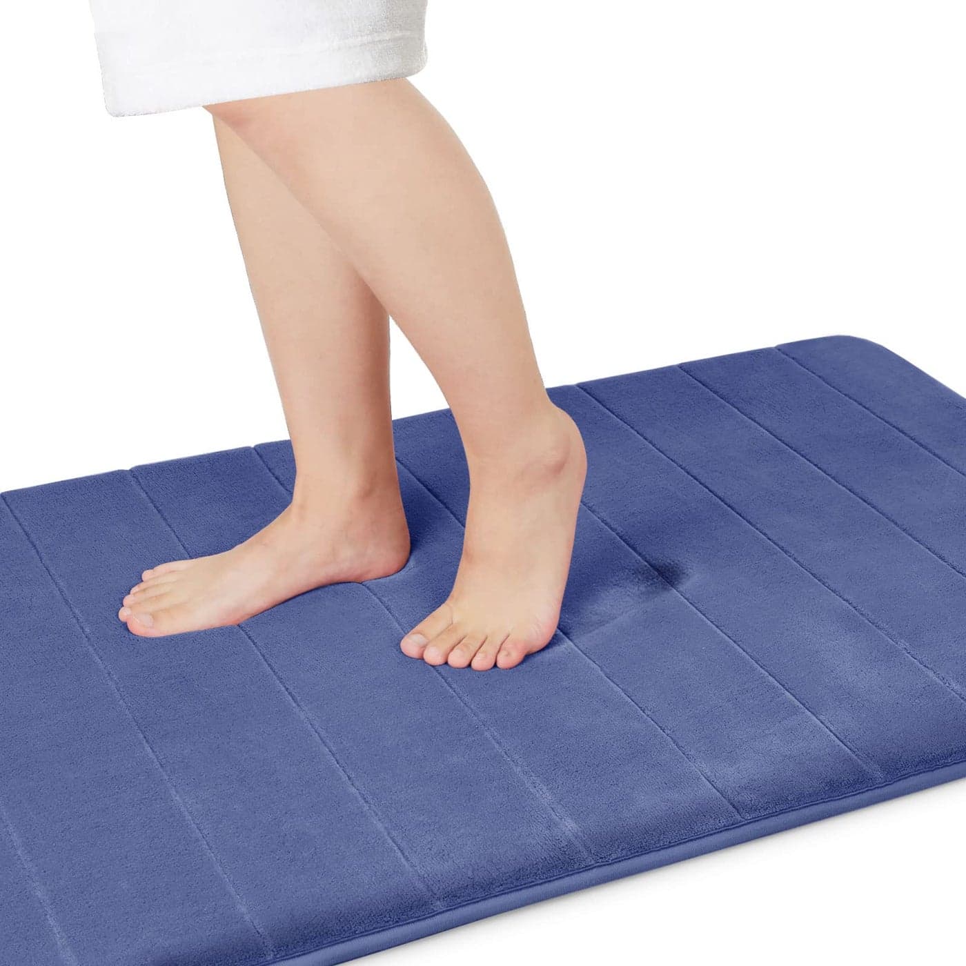 Yimobra Memory Foam Bath Mat Large Size 362 x 24 Inches Soft and Comfortable Super Water Absorption NonSlip Thick Machine Wash Easier to Dry for Bathroom Floor Rug Navy Blue