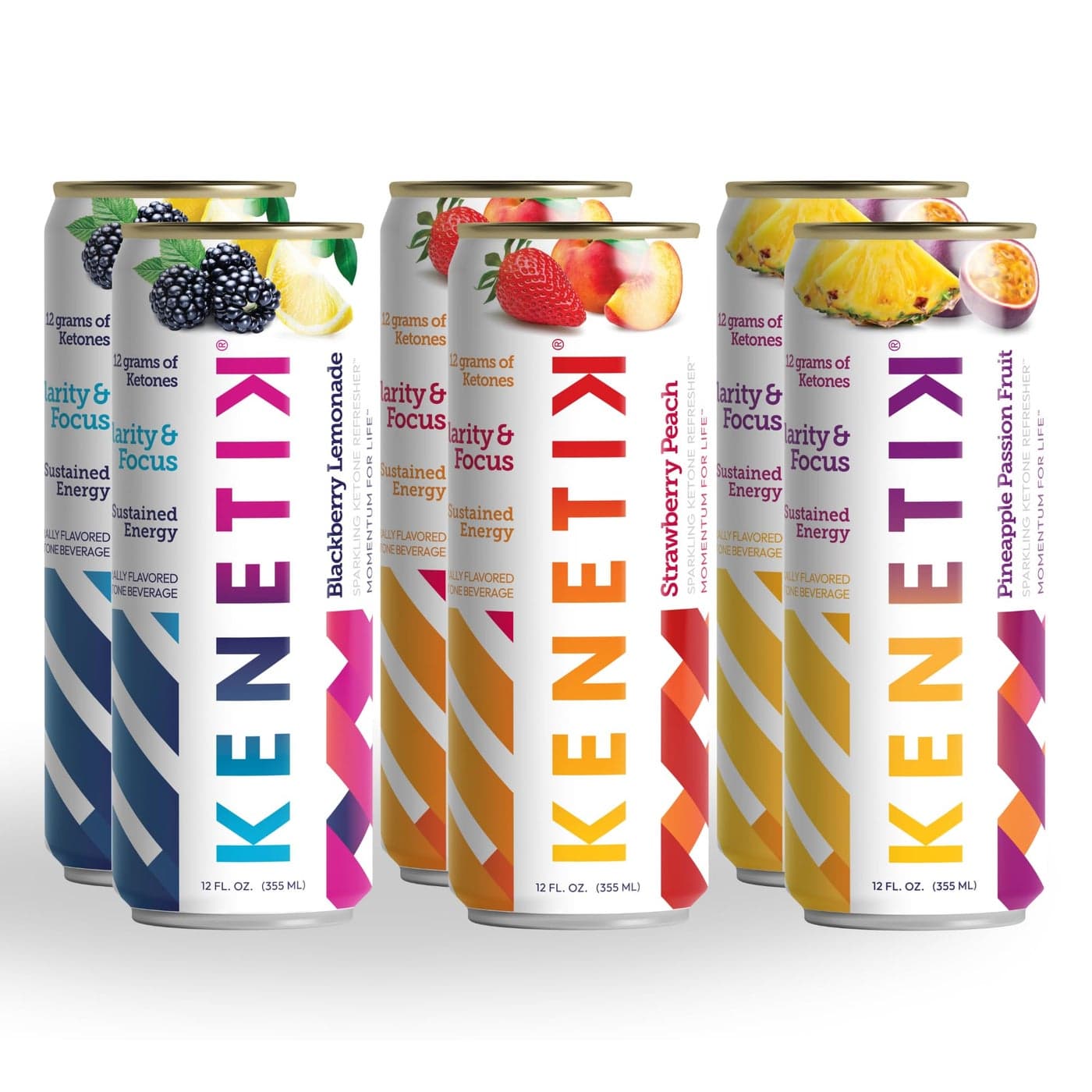 KENETIK Nootropic Ketone Drink, Ketones for Energy & Focus, Caffeine & Sugar Free, High Performance D-BHB Ketone Mix, Fuel w/Zero Crash or Jitters, Ready to Drink - Variety 6 Pk
