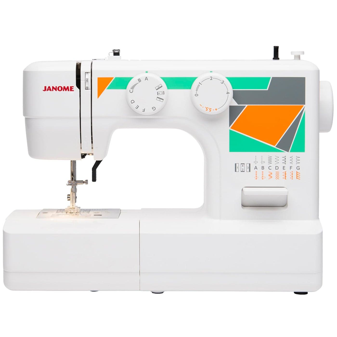 Janome MOD15 EasytoUse Sewing Machine with 15 Stitches Adjustable Stitch Length and 5Piece Feed Dogs
