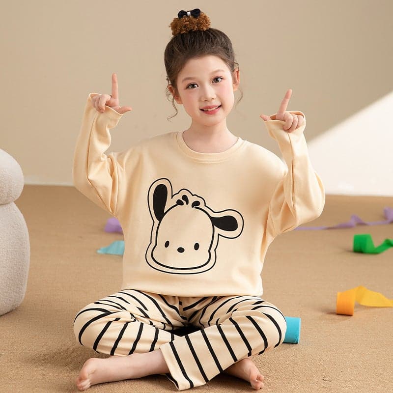 Children's Pajamas Girls' Spring and Autumn Long Sleeve Cute Cartoon 100% Pure Cotton Home Clothes Big Children's Little Girl suit