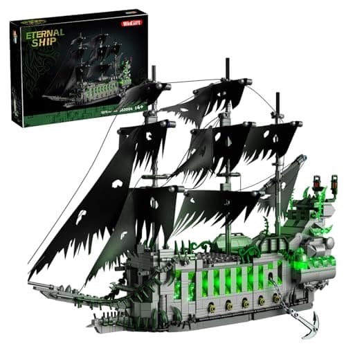 WINGIFT 1573 Pcs Pirate Ship Building Set with LED LightSTEM Ghost Ship Flying Dutchman Building ToyModel Boat Mini Brick Kit Home Office DecorHalloween Easter Gift for Adults Boys Kids Ages 14
