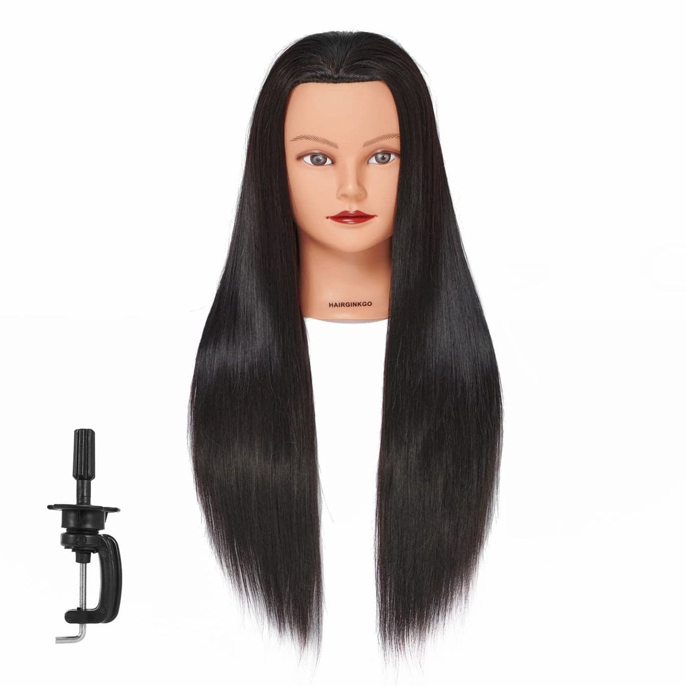 Hairginkgo Mannequin Head 2628 Super Long Synthetic Fiber Hair Manikin Head Styling Hairdresser Training Head Cosmetology Doll Head for Cutting Braiding with Clamp False hair Toupees