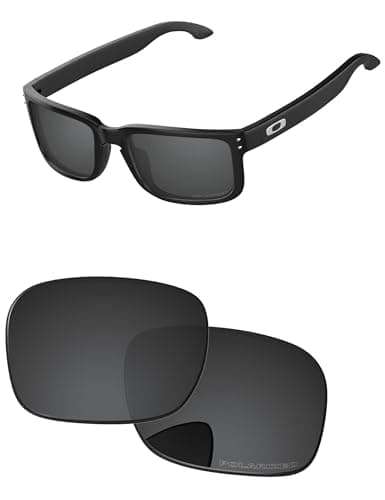 PapaViva Replacement Lenses for Oakley Holbrook OO9102 Sunglass Solid Black Polarized