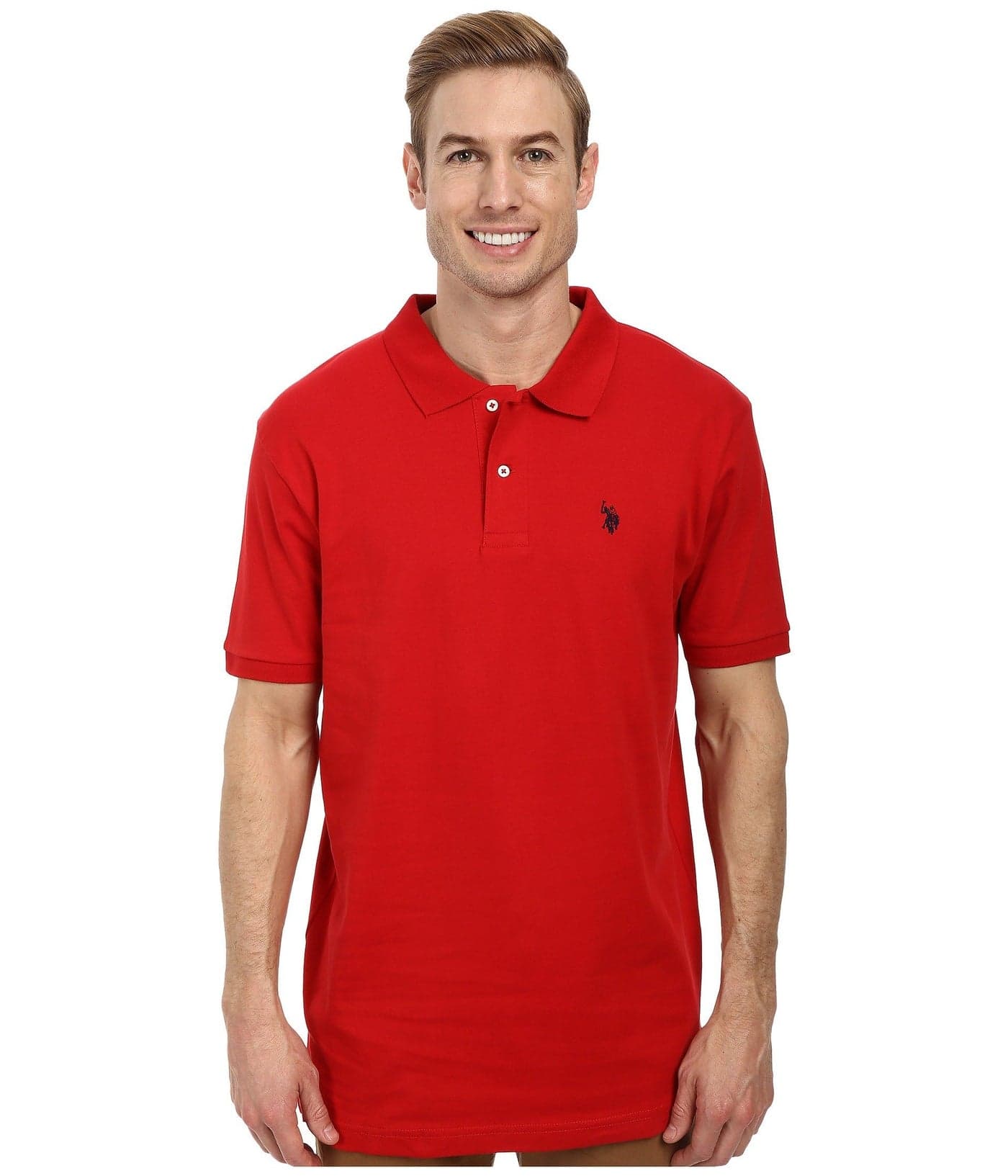 U.S. Polo Assn. Men's Solid Interlock Polo, Engine Red, Medium