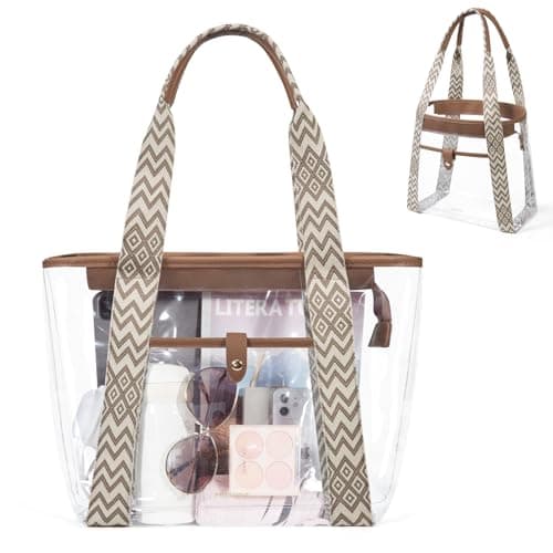 Missnine Clear Bag for Stadium Events, 12x6x12 Approved Clear Tote Bag for Women