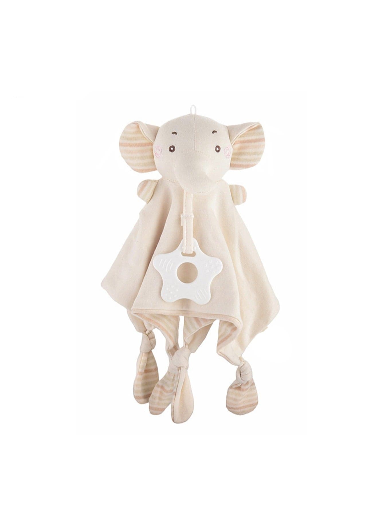 Organic Cotton Baby Soothing Towel Baby Bib Teether Rattle Newborn Doll Baby Toy (Elephant)