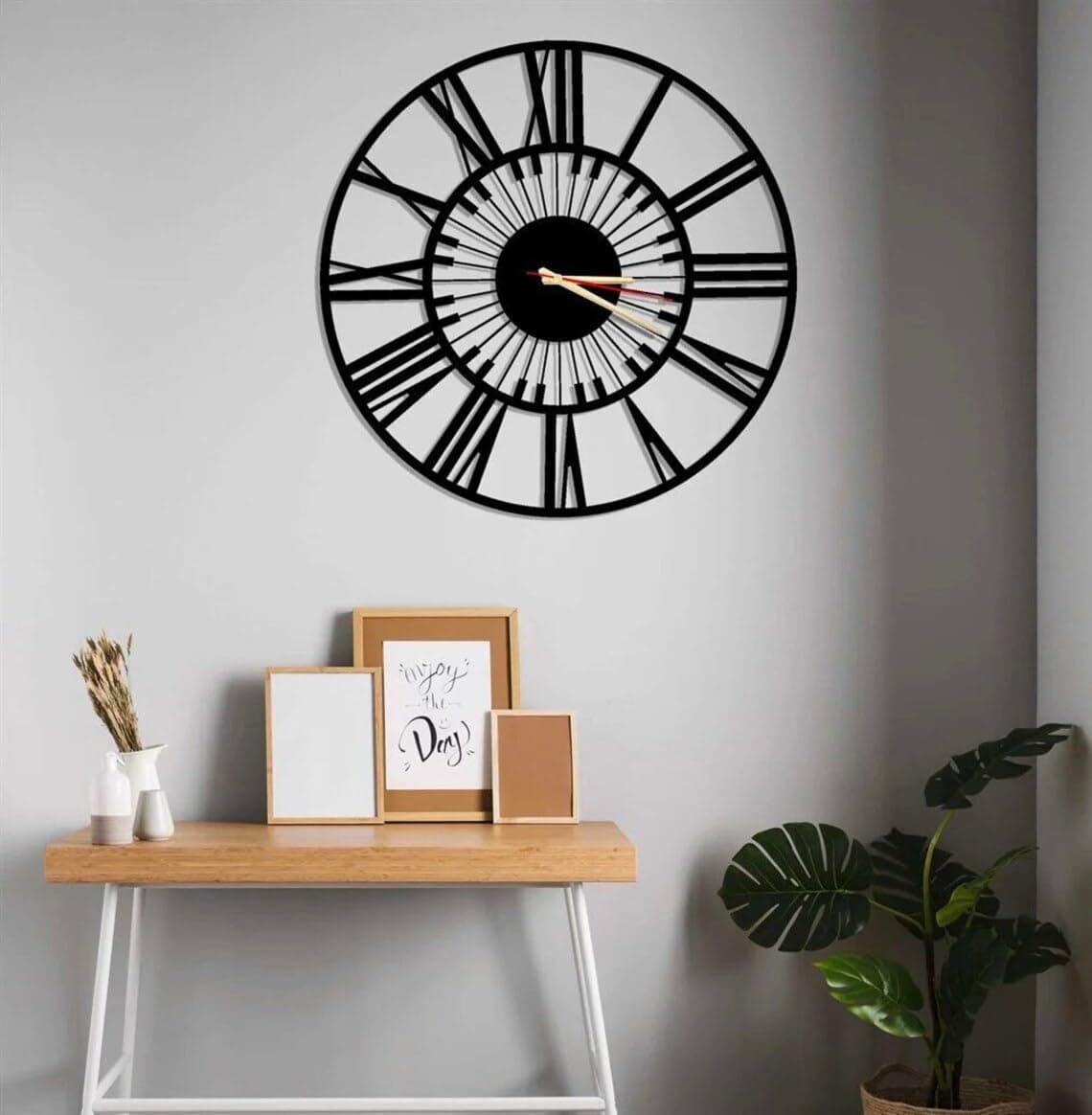 PRAMUKH FASHION Wall Clock Stylish Metal Analog Wall Clock for Living Room, Bedroom, Office, Kitchen, Home and Hall | Antique Fancy Big Size Modern Wall Watch (Style-16, Size-50 CM)