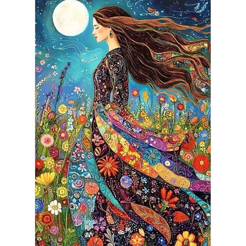 AIRDEA Diamond Paintings Kits for AdultsFlowers and Girl Diamond Art Kits for Adults12x16 Inch Boho StyleGem Art Set Complete for Beginner