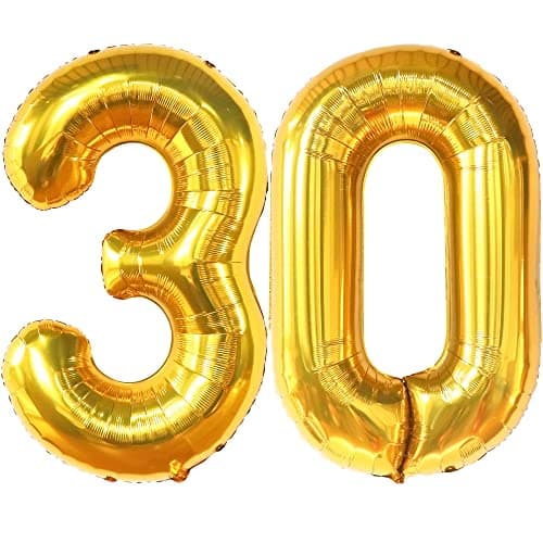 Katchon Gold 30 Balloon Numbers 40 Inch Gold 30th Birthday Balloons for Happy 30th Birthday Decorations for Him 30th Balloons for Her 30th Anniversary Decorations Gold Birthday Decoration