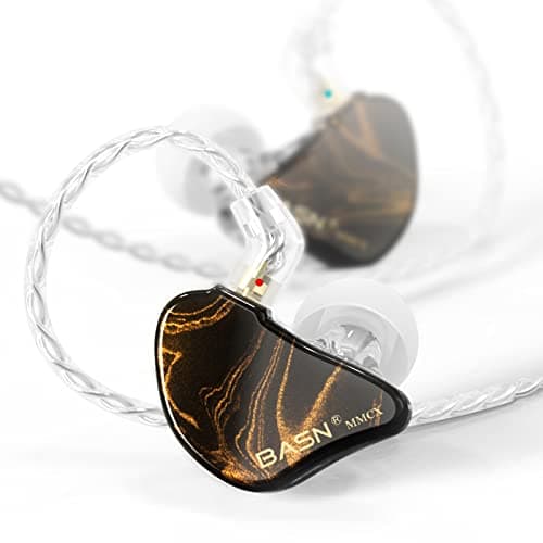 BASN MMCX in Ear Monitor HeadphonesTriple Driver IEM inEar Earphone for Musician Drummer NoiseIsolation HiFi Stereo Earbuds with Two Detachable CablesGolden Obsidian