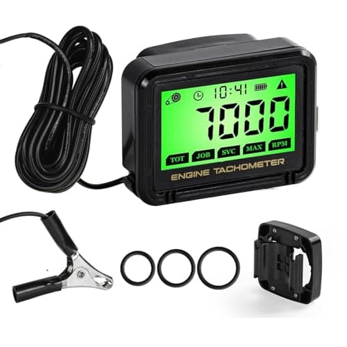 Digital Chainsaw Tachometer Motorcycle Pulse Engine Tachometer Adjustable Green Backlight Tacho Meter ATV RPM calibrated Gauge for Lawn Mower Dirt Bike Boat Marine UTV Small Engines