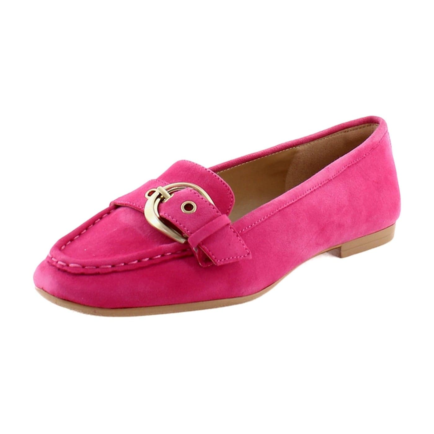 Naturalizer Womens Lola Slip On Buckle Loafer Pink Flash Suede 75 W