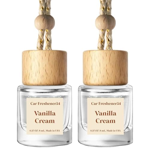 C Classy Hanging Car Air Freshener 2 Pack Vanilla Cream Essential Oil Diffuser LongLasting Fragrance Cute Glass Bottle Car Accessories for Women Men Made in USA