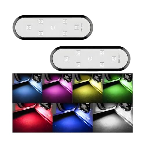 KHGUZ 2PCS Car Door LED Lights Projector 7 Colors Magnetic Vehicle Wireless Sill Courtesy Warning Lamp USB Rechargeable Auto Interior Ambient Sensing Welcome Lights Universal Fit