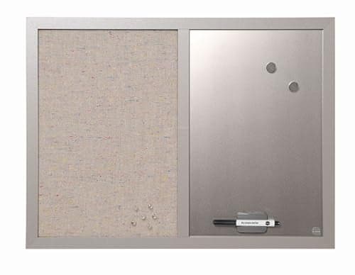 MasterVision Combination Board, 18" x 24", Dry Erase Magnetic Board & Grey Fabric Bulletin Board Combo, Grey MDF Frame Small