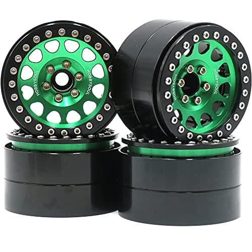 4pcs RC Aluminium Alloy 22 beadlock Wheels Rims Hex 12mm GreenBlack Color