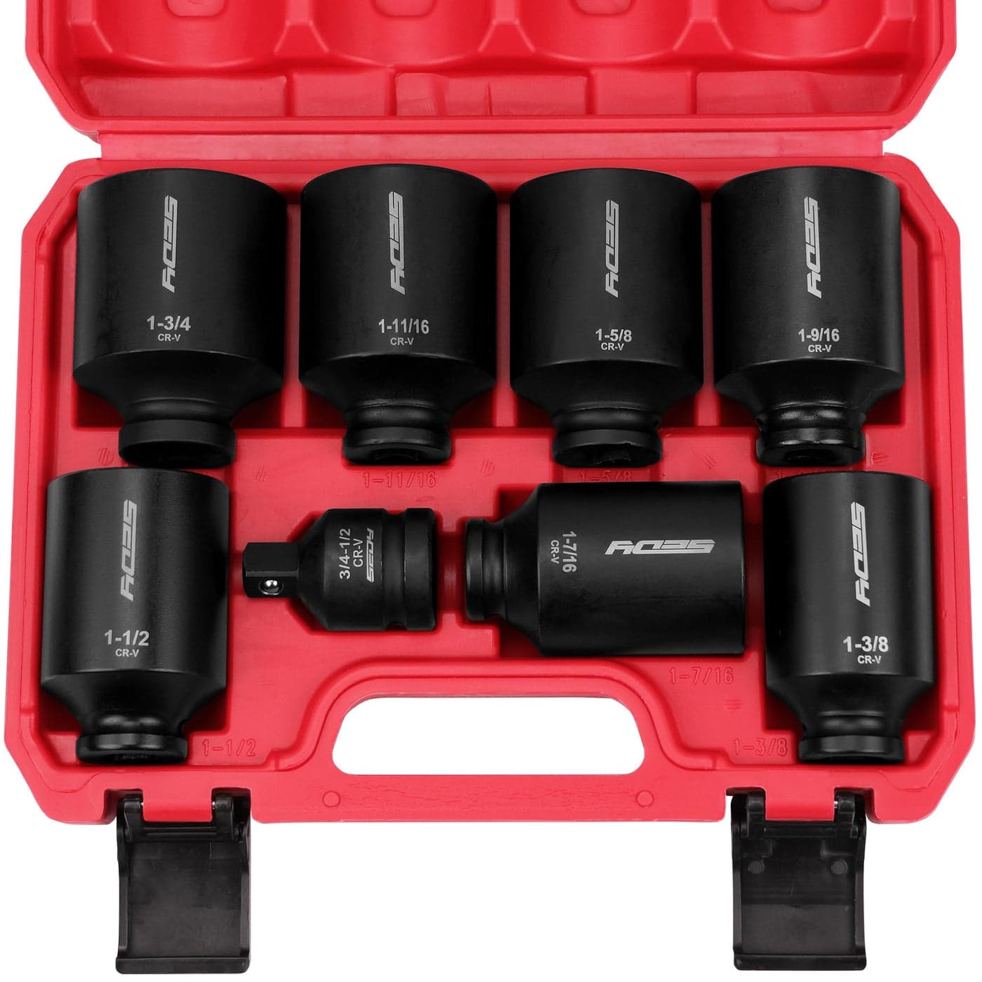 SAE Deep Impact Socket Set 8Piece 12inch Drive Wheel Axle Nut Wrench Large Sockets Standard Adapter 11116 1916 138 1716 112 158 134 Imperial Spindle Joint Torque Bearing Locknut Truck