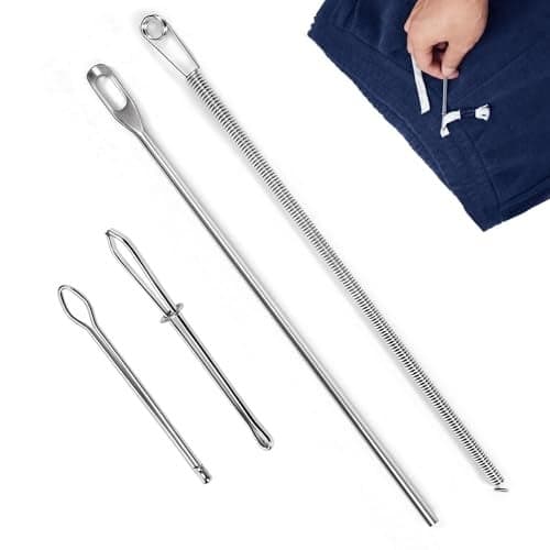 4Pcs Drawstring Threader Tool Stainless Steel Threading Tool Kit with SpringLoaded Tweezers Safety Pins for Hoodies Shoes Pants Replace Lost Drawstrings Elastic Cords Easily