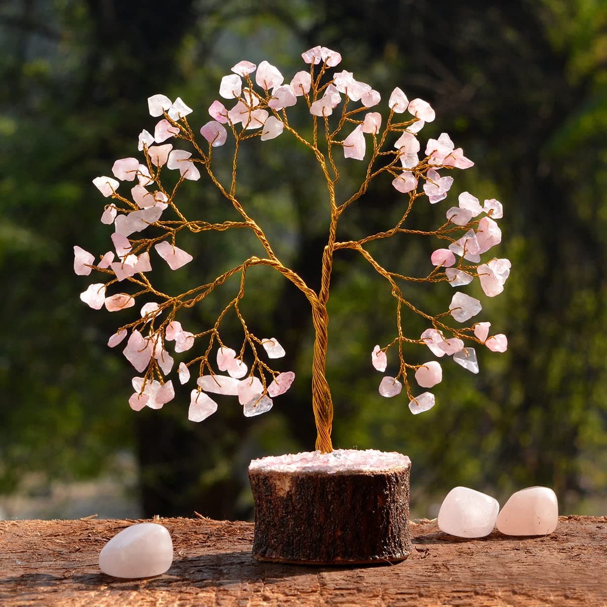 Crystu Rose Quartz Stone Tree 100 Beads Crystal Tree Stone Tree Showpiece