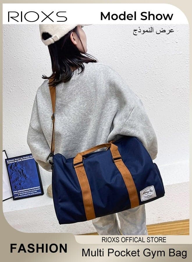 Unisex Duffel Bag, Large Capacity Gym Sacks, Multi-Compartment Gym Bag with Shoe Compartment and Wet Pocket, Womens Mens Travel Duffel Bag, Waterproof Pocket Sports Bag, Gym Tote Bags for Swimming, Outdoor Luggage Bag with Durable Straps & Handles for Kayaking Paddleboarding Boating Rafting Fishing,