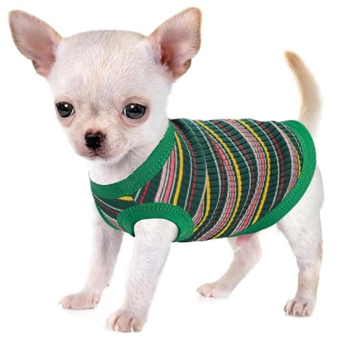 Elevate Your Pet's Comfort and Fashion: Premium 100% Cotton Rib Dog Shirt Vest for Small Breeds Like Chihuahuas, Yorkies, and Puppies .Year-Round Style with Tank-Style Puppy Attire Green X-Small