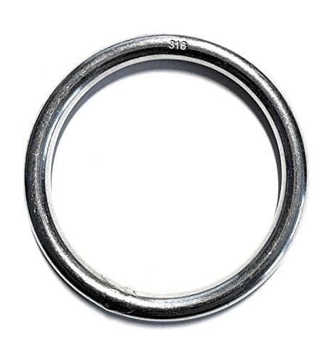 US Stainless Stainless Steel 316 Round Ring Welded 3/16" x 1 5/8" (5mm x 40mm ID) Marine Grade