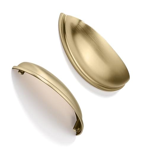 CABDM 10 Pack 4 Drawer Pulls Brushed Brass Cabinet Cup Pulls Kitchen Hardware Cabinet Handles Drawer Handles Knobs 4 inch 102mm Center to Center