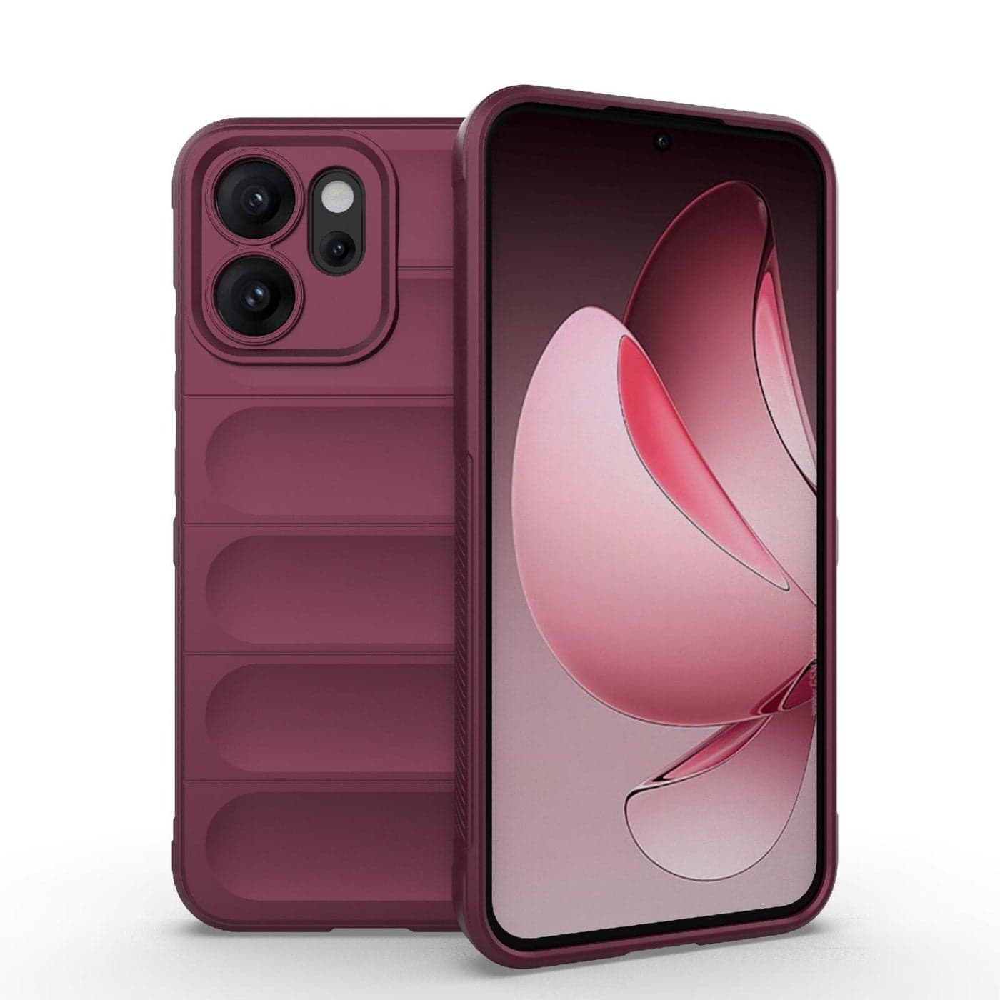 For OPPO Reno14 F Magic Shield TPU + Flannel Phone Case(Wine Red)