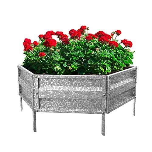 Galvanized Raised Garden Bed - 21" L x 9.75" W x 5.5" H Raised Garden Beds Outdoor Hexagonal Planter Box Kit for Flowers, Vegetables, Fruits or Herbs - Raised Bed Garden Planters by Pure Garden