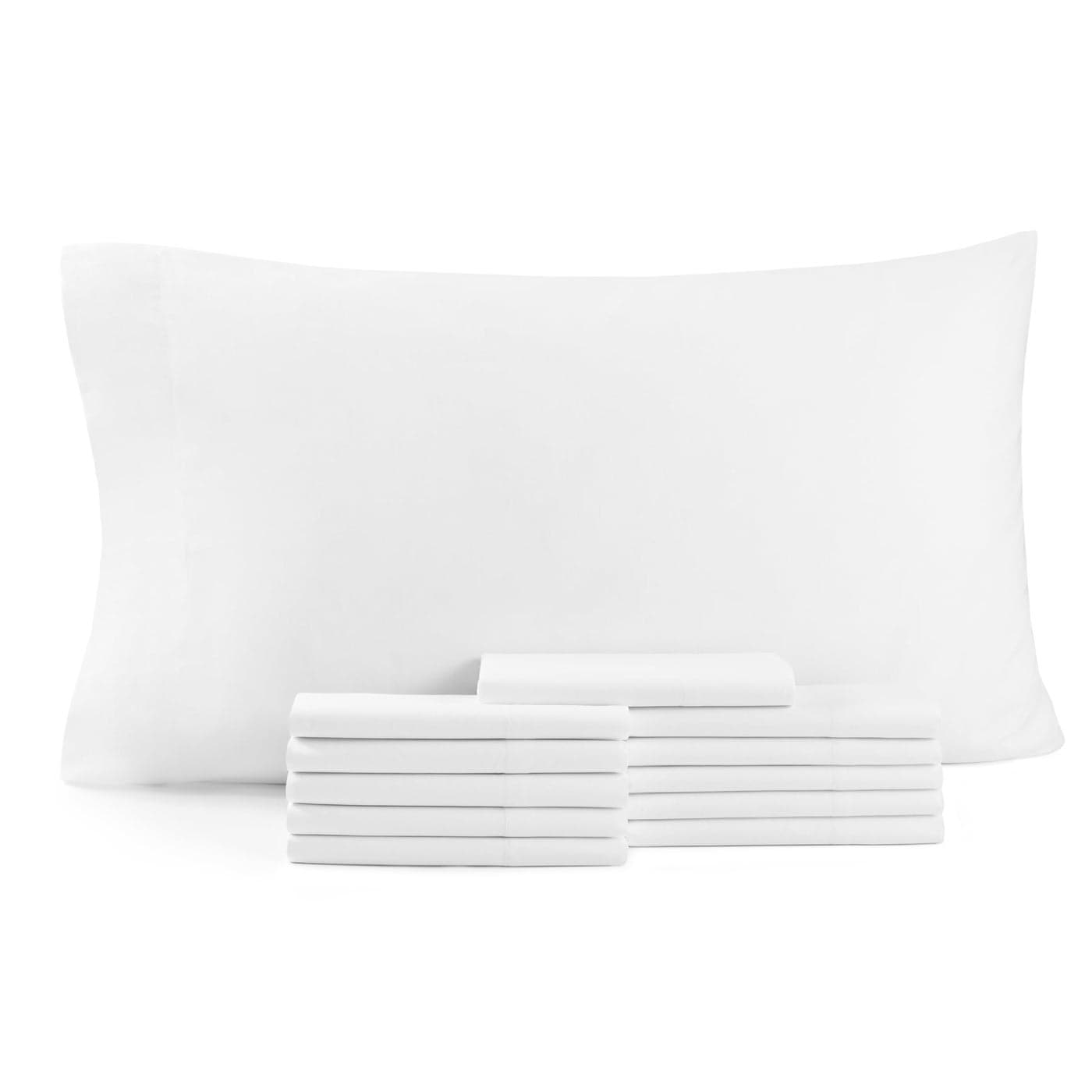 Arkwright Bulk Queen Pillow Cases Pack of 12 Soft Hypoallergenic Cotton Blend Pillowcases Bedding Essentials for Hosts Resorts Vacation Rentals Standard White