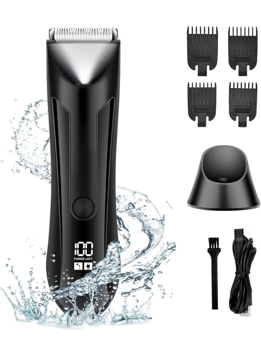 Men's Body Hair Trimmer and Electric Shaver – Waterproof Male Hair Trimmer, with USB Charging Dock, Equipped with Ceramic Blades, Grooming Kit for Men