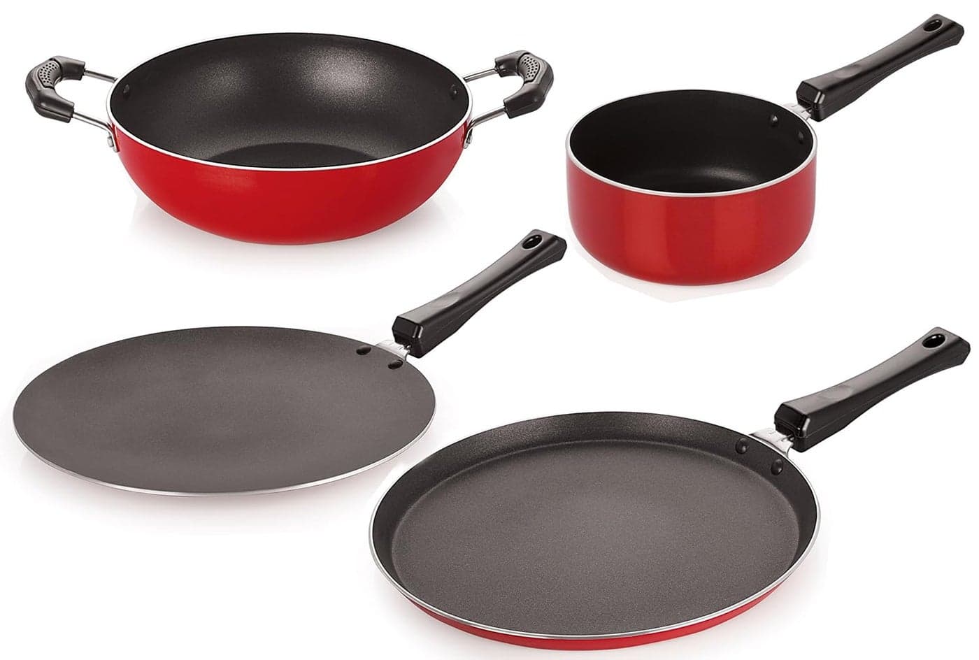 Nirlon NonStick Aluminium Cookware Set 4Pieces Red 26_CT_KD14_SPB_FT11
