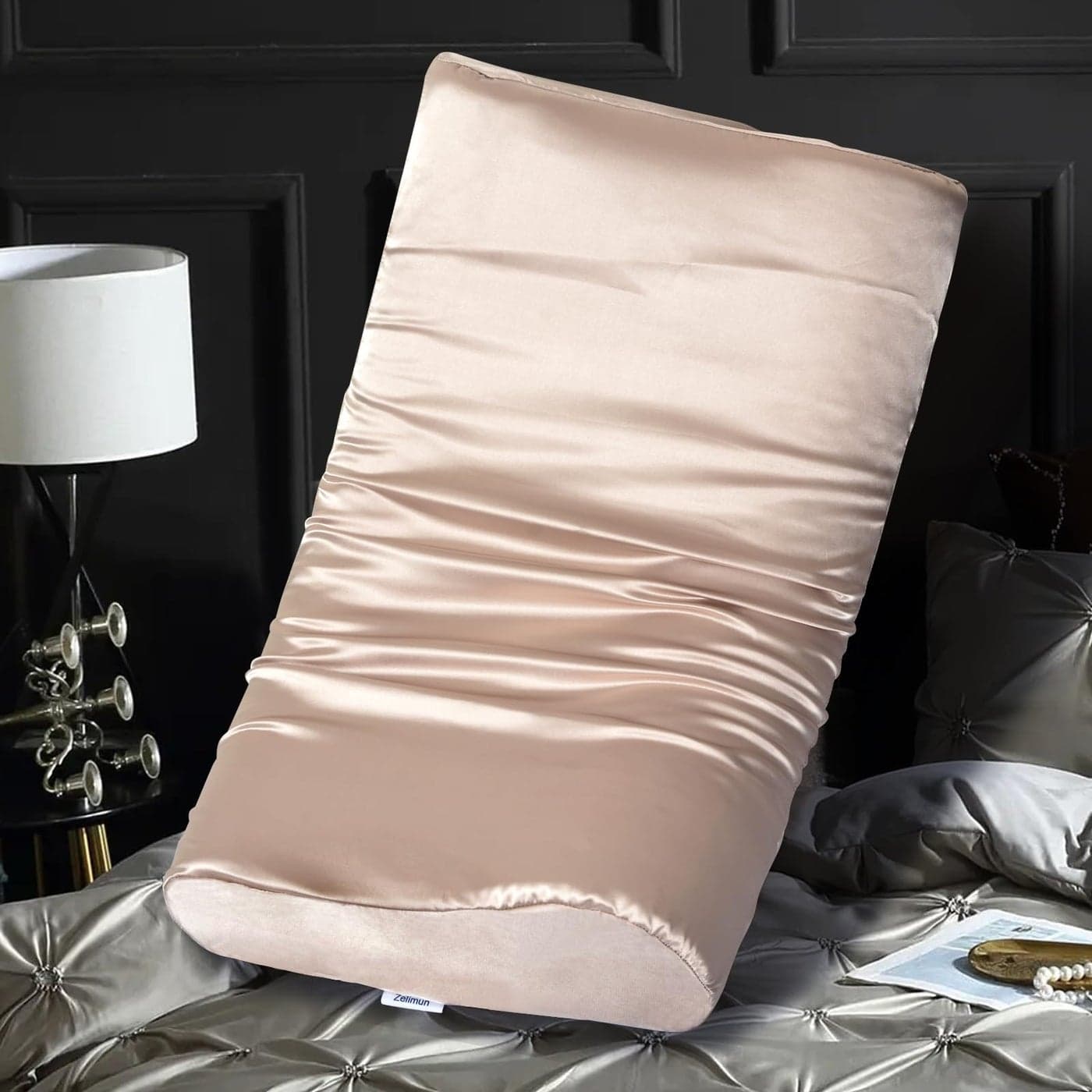 Satin Pillowcase for Contour Memory Foam Pillows 24 x 14 x 5135 Cervical Pillow Case Soft Pillow Cover for Sleeping Pillows Champagne