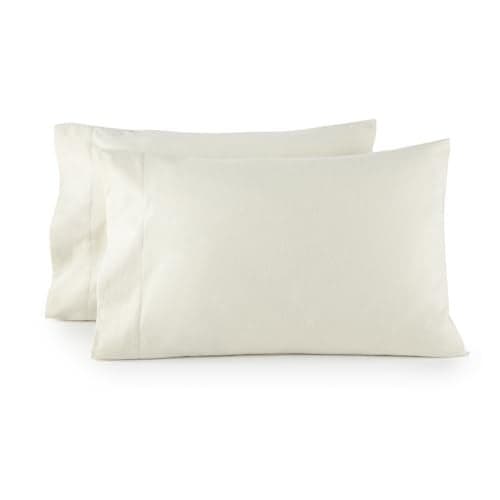 Organic Flannel Pillowcases Standard Set of 2 - Ultra Comfortable 100% GOTS Organic Cotton Pillow Cases Standard Size with Premium Smooth Brushed Finish and Envelope Closure (Natural, Standard)