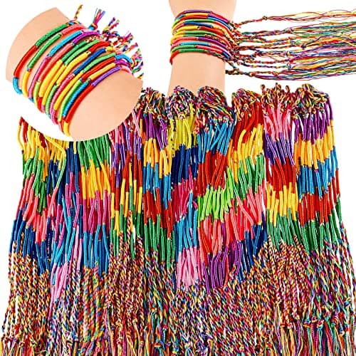 Henoyso 300 Pcs Friendship Bracelets Bulk Handmade Braided String Colorful Braid Friendship Cords Strand Bracelet Party Supply Favors for Birthday Gifts (Classic Style)