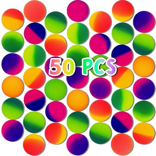 Whkvnng 50Pcs 32mm Bouncy Balls for KidsRubber High Bouncy BallsBright Assorted Multicolor Bouncing Balls for Boys GirlsKids Party Favors GiftsSchool Carnival Prizes
