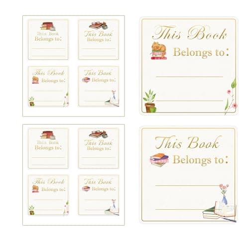 100 Pcs Gold Foil Floral Design Book Plates and Library Labels - 2 Inch This Book Belongs to Gold Name Stickers Students OrganizationTags for Classroom Management School and Teacher Supplies