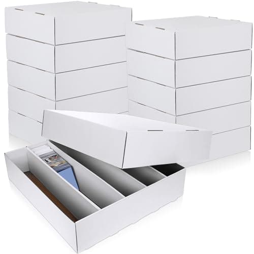 Yexiya 10 Pcs 5000 Count Card Storage Boxes with Divider for Trading and Gaming Cards White Cardboard Holder Collector Organizer for Deck of Play Pieces Sport Basketball Card