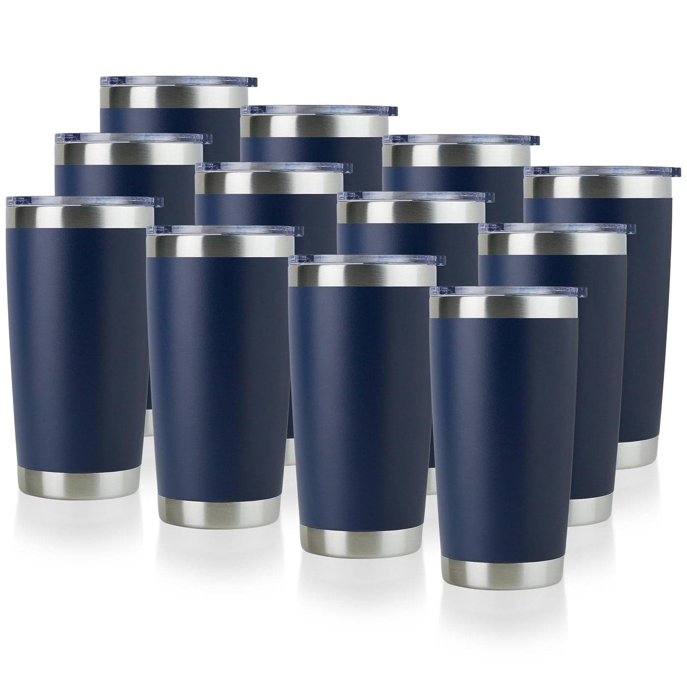 DOMICARE 20oz Stainless Steel Tumbler Bulk with Lid Double Wall Vacuum Insulated Travel Mug Powder Coated Coffee Cup Navy 12