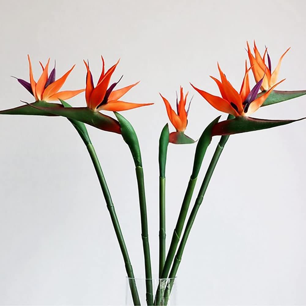 Artificial Flowers Bird of Paradise Greenery Plants Indoor Outside Garland Home Garden Office Verandah Wedding Decorations 6pcs Yellow 6 Pack