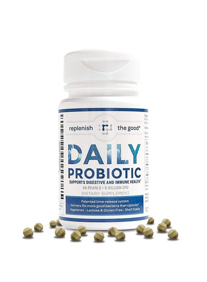 Daily Probiotic - 6 Billion CFU - Supports Digestive Health -15x More Effective Than Regular Capsules - Relieves Gas, Bloated Stomach & Acid Reflux (60 Count)