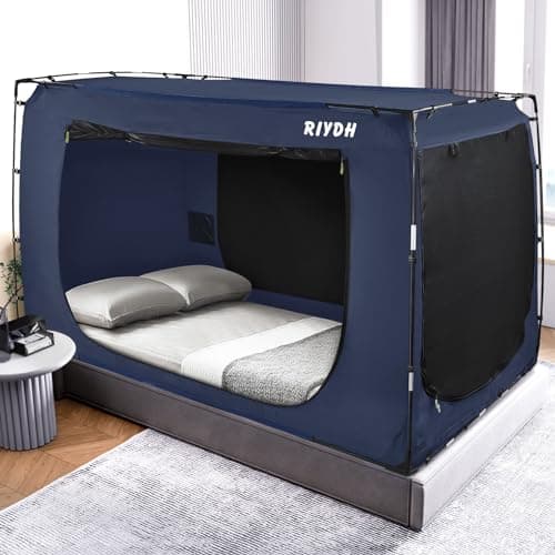 RIYDH Bed Tent Bed Canopy Full Size Tents for Adult and Kids- Original Design Portable Dream Tent Indoor Sleeping Tents 80% Blackout with 3 Doors Breathable Big Space