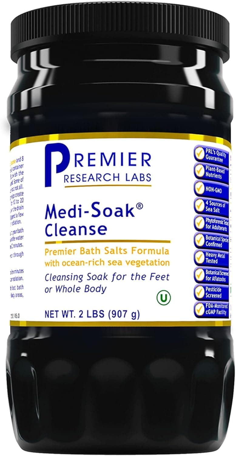 Premier Research Labs MediSoak Bath Salts for Foot and Body Soak Sea Salt Bath for Women and Men Relaxing Mineral Bath Soak Gentle Exfoliant Organic Vegan No Added Fillers 2 Lb