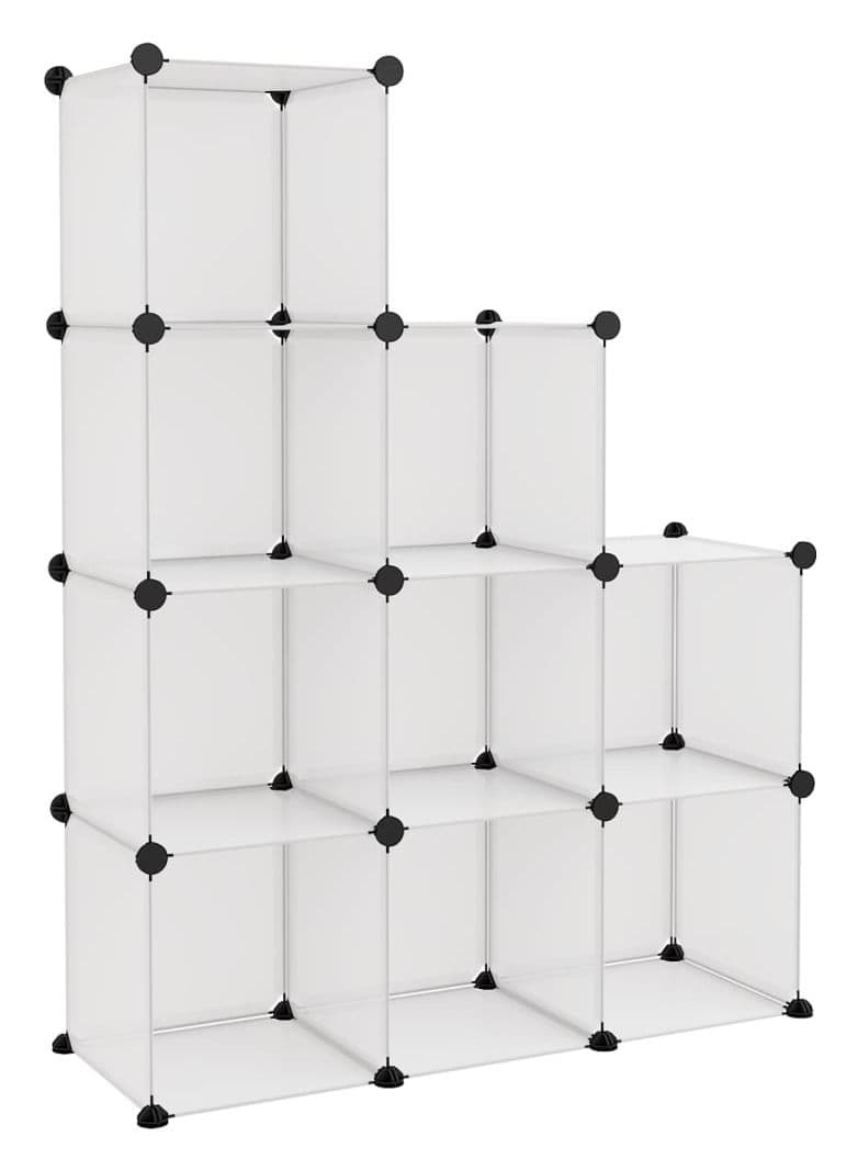 9 Cube Plastic Shoe Storage Organizer Units, Stackable Shoe Organizing Rack, Closed Shoe Organizer Boxes Bins with Doors, Space Saving Shoe Storage Cabinet