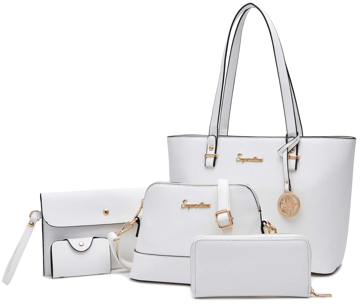 Soperwillton Handbag for Women Wallet Tote Bag Shoulder Bags Top Handle Satchel 5pcs Purse Set