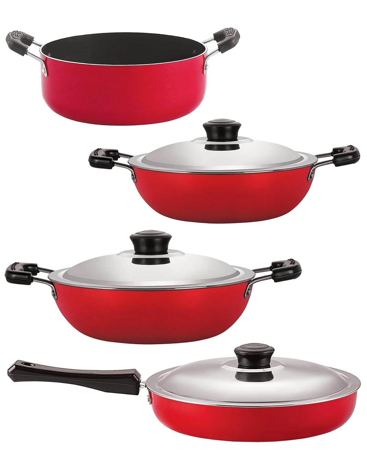 Nirlon Non-Stick Coated Dishwasher Safe Aluminium Kitchen Utencils Set of 4-Pieces (FP11_DKD(M)_DKD(J)_CS24)