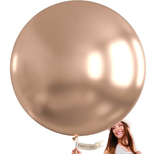 PartyWoo Metallic Rose Gold Balloons 4pcs 36 Inch Chrome Champagne Gold Latex Balloons for Wedding Baby Shower Birthday Anniversary Bachelorette Bridgerton Floral Party Decorations Rose GoldG112