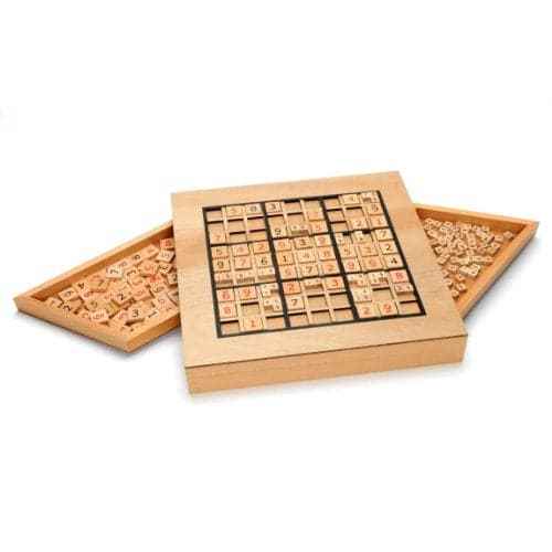 WE Games Wooden Sudoku Puzzle Board Game with Number & Thinking Tiles - 11 in.