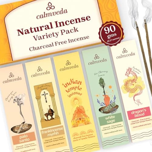 Natural Incense Sticks Variety Pack - (5 Variants) Charcoal Free Inscents-Sticks, Made from Upcycled Flowers | Sacred Insence-Sticks from All Cultures (Inciensos Aromaticos)