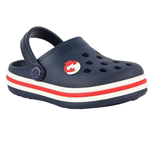 Neoz Casual Slingback Clogs for Kids with Soft Sole | Slip-On Breathable, Lightweight | Comfortable & Durable | Stylish Indoor & Outdoor Sandals Clogs for Kids, K-BEACH-NAVY-RED_5
